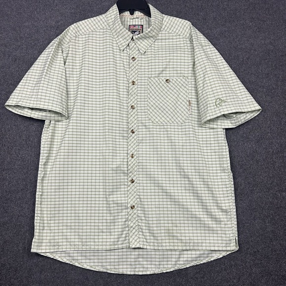 Ducks Unlimited Other - Ducks Unlimited Drake Waterfowl Shirt Large SS Button Down Green White Check